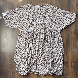 Umgee Floral Print Midi Dress in Cream and Brown